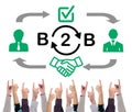 B2b concept pointed by several fingers Royalty Free Stock Photo