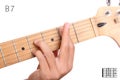 B dominant seventh guitar chord tutorial Royalty Free Stock Photo