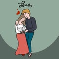 Couple lover hugging with love cartoon illustration