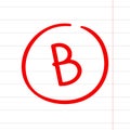 B examination result grade red latter mark.