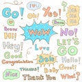 Doodle communication cartoon set and bubble comic