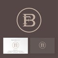 B and F classic monogram. Combined B and F letters in circle.
