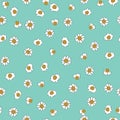 Seamless Vector White Daisies on Bluebackground pattern. Isolated design for wall paper, gift wrapping, textiles, fabric,