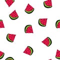 Seamless watermelon slices with white background vector illustration pattern design for fabric, textile, gift wrapping, background Royalty Free Stock Photo