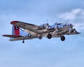 B-17 Flying Fortress coming in for a landing Royalty Free Stock Photo