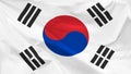 Fragment of a waving flag of the Republic of Korea in the form of background