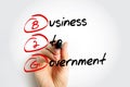 B2G Business To Government - trade between the business sector as a supplier and a government body as a customer, acronym text