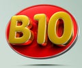B10 gold on red circle 3D. Royalty Free Stock Photo