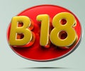 B18 gold on red circle 3D.sales. Royalty Free Stock Photo