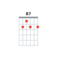 B7 guitar chord icon. Basic guitar chords vector isolated on white