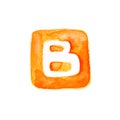 B icon. Watercolor social media element. Blogger button.