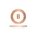 B Initial Letter circle wood logo template vector