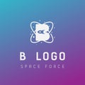 b initial space force logo design galaxy rocket vector in gradient background Royalty Free Stock Photo