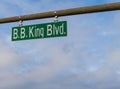 B.B. King Blvd street sign on traffic light in Memphis, TN