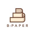 B Letter Abstract Paper Office Document Logo Symbol Template