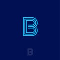 B letter. B linear logo. B blue monogram, isolated on a dark-blue background.