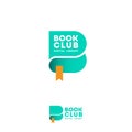 B letter. Book club logo. Digital library emblem. Green letter B like book.