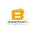 B Letter Excavator Logo Design Vector Royalty Free Stock Photo