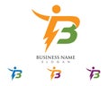 B Letter Lightning Logo Template