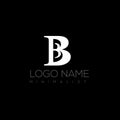 B letter logo design on black background with white color design shape and simple design.