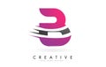 B Letter Logo with Pink and Grey Colorblock Design and Creative Cut