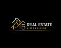 B Letter Logo. Simple House, Real Estate Architecture Construction Icon Design