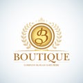 B letter monogram. Boutique Luxury Vintage, Crests logo. Business sign, identity for Restaurant and Royalty, Boutique, Hotel and H