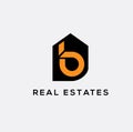 B letter real estates logo. House vector logo