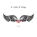 B-letter sign and angel wings.Monogram wing logo mockup.Classic Royalty Free Stock Photo