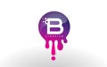 B Letter Splash Logo. Purple Dots and Bubbles Letter Design