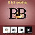 B and B Letter With Wedding Ring Logo. - Vector Royalty Free Stock Photo