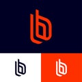 B letters on different backgrounds. Double b monogram consist of red elements. Royalty Free Stock Photo