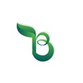 B logo with leaf vector template. Icon green color gradient for eco company. Royalty Free Stock Photo