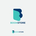 B monogram. Letter B like open book. Online book store. Digital library.