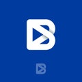 B monogram logo. Origami logo. White letter B consist of interwoven lines on a dark-blue background.