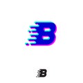 B monogram with stereo effect. B letter with movement and shift.