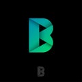 B origami logo. B letter consist of bent shapes on a dark background.
