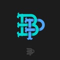 B and P monogram. B and P crossed letters, intertwined letters initials.