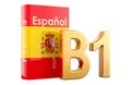 B1 Spanish level, concept. B1 Intermediate, 3D rendering