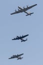 B-29 Superfortress, B-17 Flying Fortress, and Avro Lancaster Formation Royalty Free Stock Photo