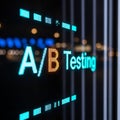 A b testing illuminated with glowing digital letters on dark background Royalty Free Stock Photo