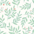 Floral vector seamless pattern. Delicate botanical wallpaper. Repeatable background with leaves. Royalty Free Stock Photo