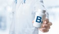 B6 Vitamin, B6 supplements for human health. Doctor recommends taking vitamin B. doctor talks about Benefits of B. Essential Royalty Free Stock Photo