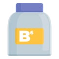 B6 vitamin jar icon cartoon vector. Supplement capsule