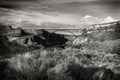 Black and white photo of Perrine bridge in Twin Falls, Idaho. Royalty Free Stock Photo