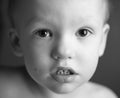 B&W portrait of pretty brown-eyed boy