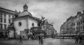 B&W St. Adalbert church in Cracow, Poland