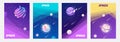 Cosmos, universe and sky. Milky Way. Set of colorful templates for tickets, flyers, banners, posters, covers.