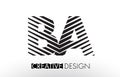 BA B A Lines Letter Design with Creative Elegant Zebra