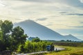 Ba Den mountain in cloud, Tay Ninh province, Vietnam. View from Dau Tieng lake